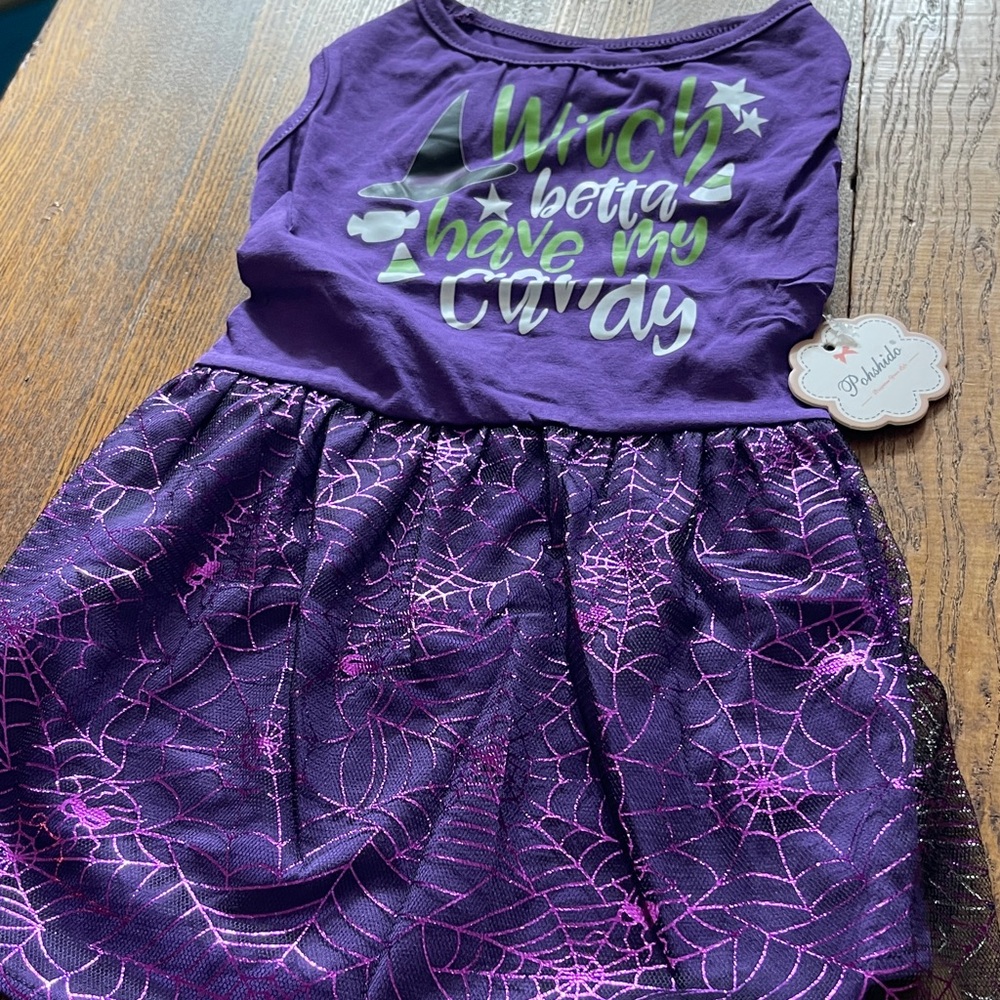 Purple Dog Witch Costume Dress